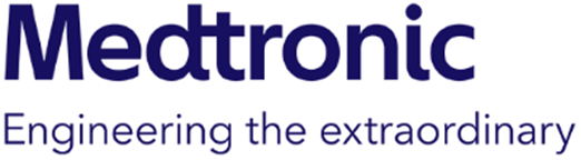 Blue text reading "Medtronic, Engineering the extraordinary"